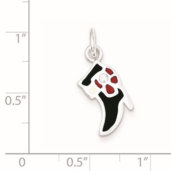 Sterling Silver Black & Red Enameled Boot Charm — alternate view