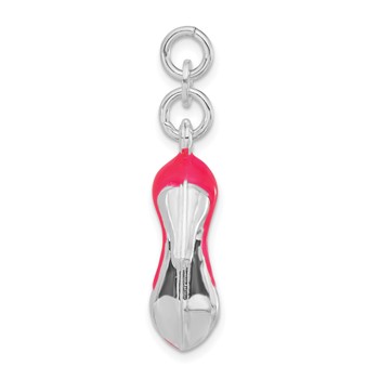 Sterling Silver 3-D Polished Pink & Green Enameled High Heel Charm — alternate view
