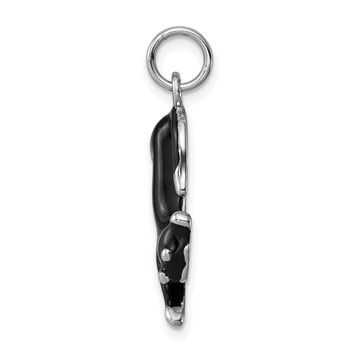 Sterling Silver Rhodium-platedBlack Enamel Cat Charm — alternate view