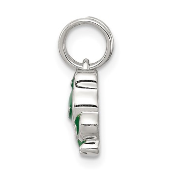 Sterling Silver Rhodium-plated Green Enameled Frog Charm — alternate view