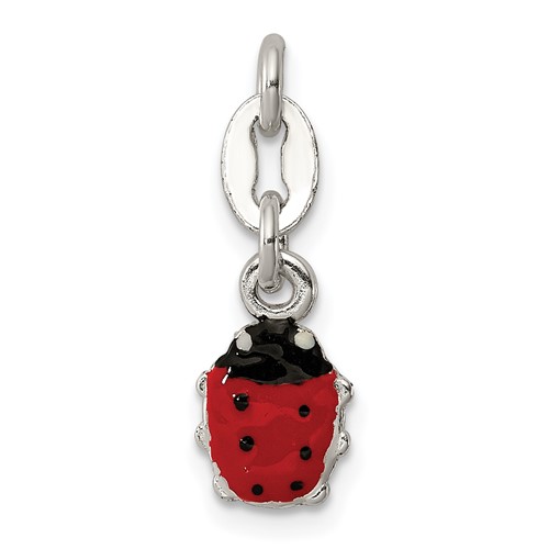 Sterling Silver Black/red Enameled Ladybug Charm