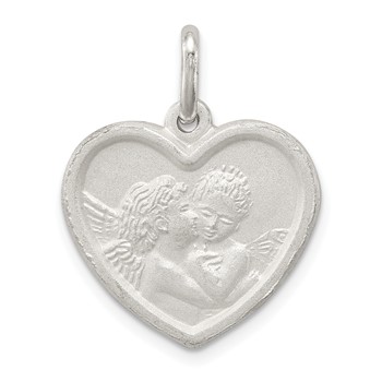 Sterling Silver Satin Angel Heart Charm