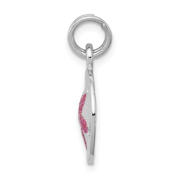 Sterling Silver Rhodium-plated Polished Enameled Sand Dollar Charm — alternate view