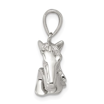 Sterling Silver Rhodium-plated Horse Pendant — alternate view