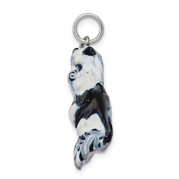 Sterling Silver Enameled Black & White Cat Charm — alternate view