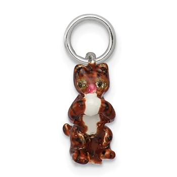 Silver Enamel Cat playing with Yarn Charm — alternate view