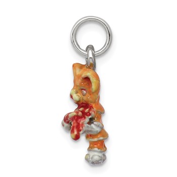 Silver Enamel Cat Playing the Violin Charm — alternate view