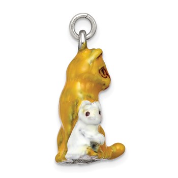 Silver Enamel Mom & Kitten Cat Charm — alternate view