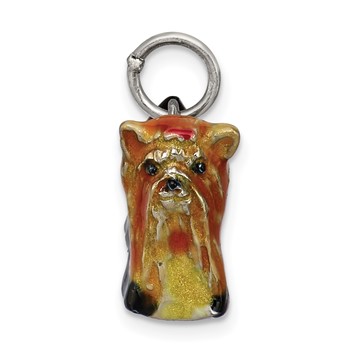 Sterling Silver Enameled Yorkshire Terrier Charm — alternate view