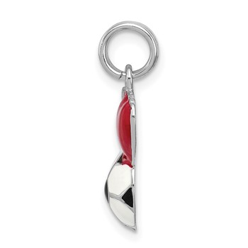 Sterling Silver Rhodium-platedEnamel I Heart Soccer Ball Charm — alternate view