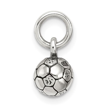 Sterling Silver Antiqued Soccer Ball Char — alternate view
