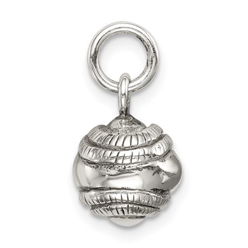 Sterling Silver 3D Antiqued Baseball Charm — alternate view