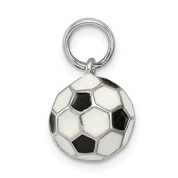 Sterling Silver Rhodium-plated and Enameled Soccer Ball Charm — alternate view
