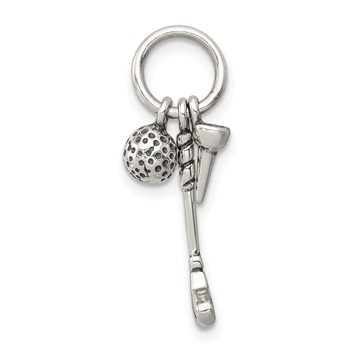 Sterling Silver Antiqued Golfer's Charm — alternate view