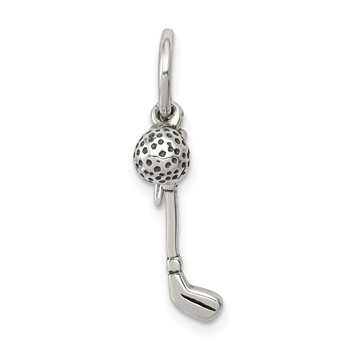 Sterling Silver Antiqued Golfer's Charm