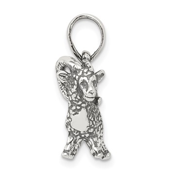 Sterling Silver Antiqued Aries Zodiac Pendant — alternate view