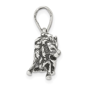 Sterling Silver Antiqued Leo Zodiac Pendant — alternate view