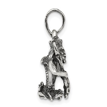 Sterling Silver Antiqued Aquarius Zodiac Pendant — alternate view