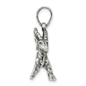 Sterling Silver Antiqued Capricorn Zodiac Pendant — alternate view