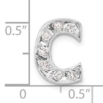 Sterling Silver CZ Initial C Charm — alternate view
