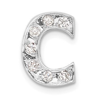 Sterling Silver CZ Initial C Charm