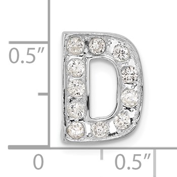Sterling Silver CZ Initial D Charm — alternate view