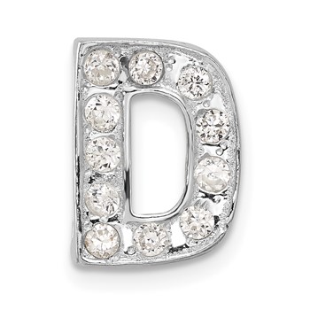 Sterling Silver CZ Initial D Charm