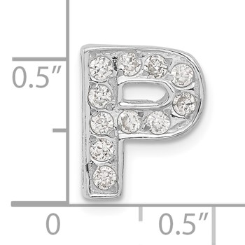 Sterling Silver CZ Initial P Charm — alternate view