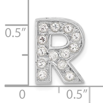 Sterling Silver CZ Initial R Charm — alternate view