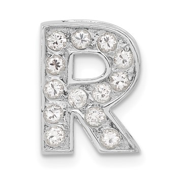 Sterling Silver CZ Initial R Charm