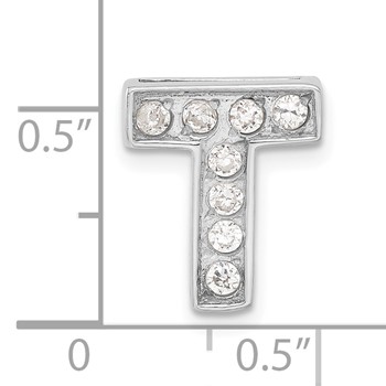 Sterling Silver CZ Initial T Charm — alternate view