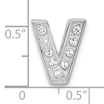 Sterling Silver CZ Initial V Charm — alternate view