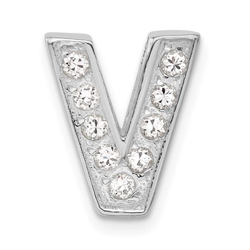 Sterling Silver CZ Initial V Charm