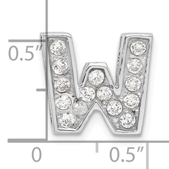 Sterling Silver CZ Initial W Charm — alternate view