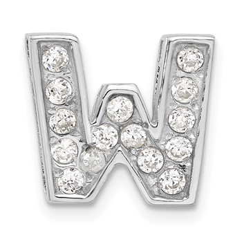 Sterling Silver CZ Initial W Charm