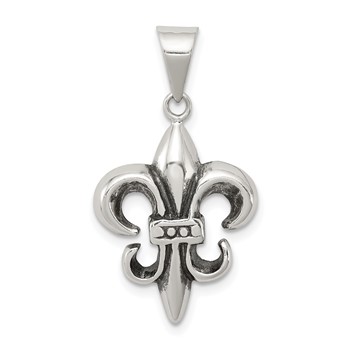 Sterling Silver Antiqued Fleur De lis Pendant