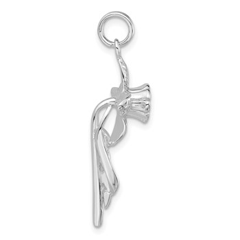 Sterling Silver Polished Flower Cross Charm — alternate view