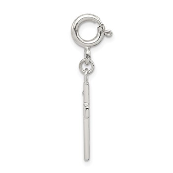 Sterling Silver Rhodium-plated CZ Faith Cross Clip-on Charm — alternate view