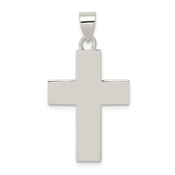 Sterling Silver Rhodium-plated Polished Lords Prayer Cross Pendant