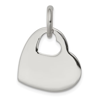 Sterling Silver Heart with Cut Out Heart Charm