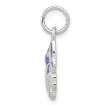 Sterling Silver Polished Mom Butterfly Enameled Charm — alternate view