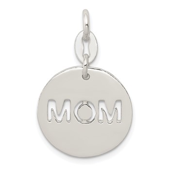 Sterling Silver Polished Circle Mom Charm