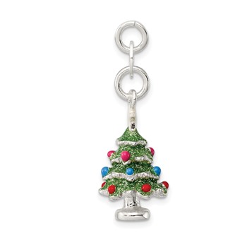 Sterling Silver Enameled Christmas Tree Charm — alternate view