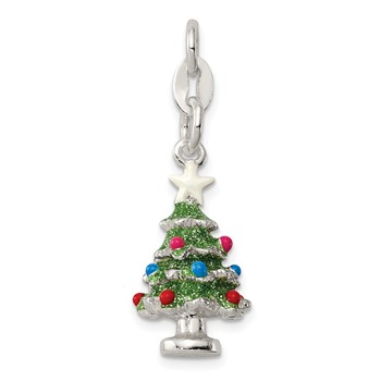 Sterling Silver Enameled Christmas Tree Charm
