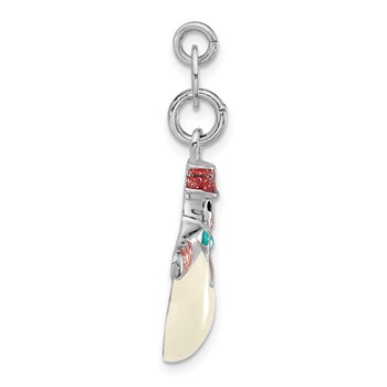 Sterling Silver Polished Multicolor Enameled Snowman Charm — alternate view