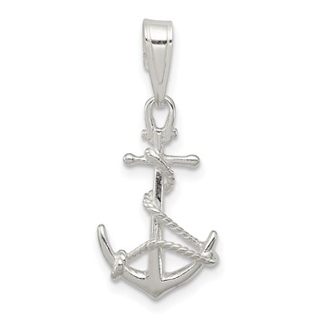 Sterling Silver Anchor and Rope Pendant