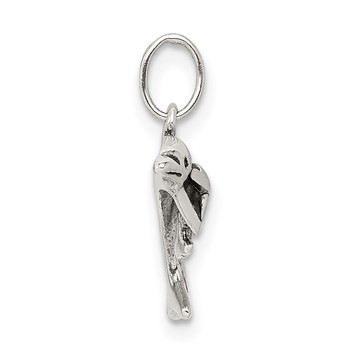 Sterling Silver Antiqued Dolphin with Baby Charm — alternate view