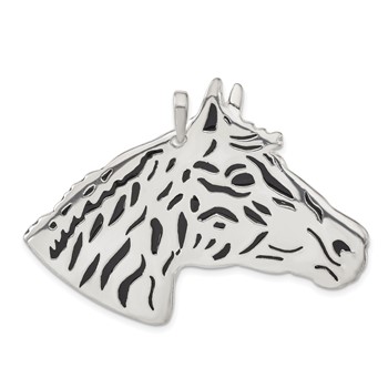 Sterling Silver Polished Enameled Horse Head Pendant