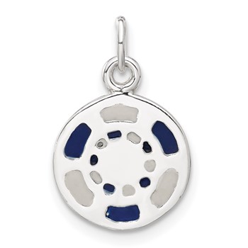 Sterling Silver Blue/White Enameled Poker Chip Charm