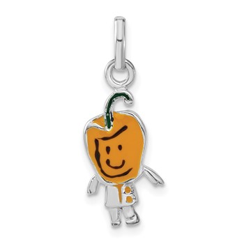 Sterling Silver Polished Enameled Yellow Pepper Person Charm
